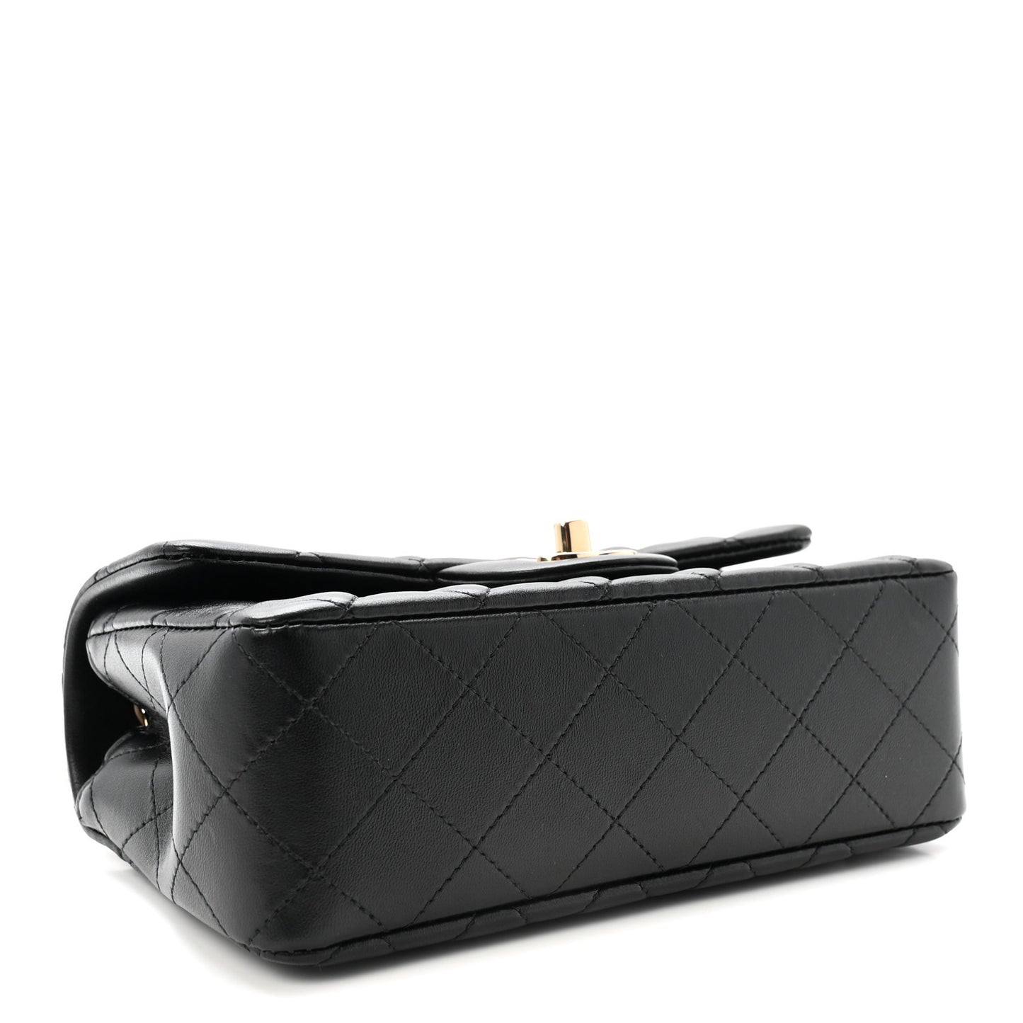 Lambskin Quilted Mini Rectangular Flap  Black
