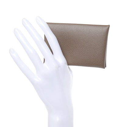 Hermes Epsom Calvi Card Case Etoupe 2 of 7