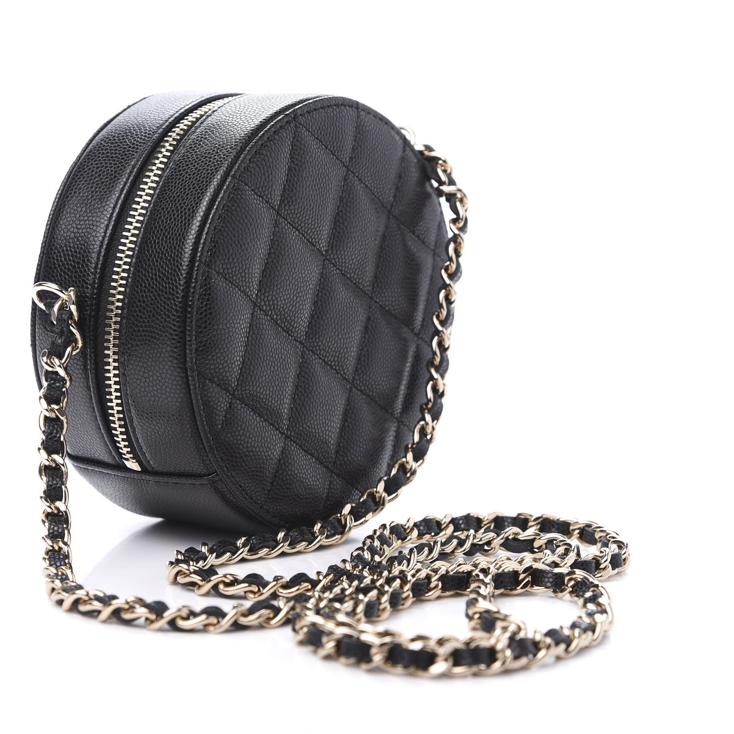 Chanel Caviar Quilted French New Wave Round Clutch With Chain Black 3 of 11