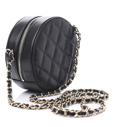 Chanel Caviar Quilted French New Wave Round Clutch With Chain Black 3 of 11