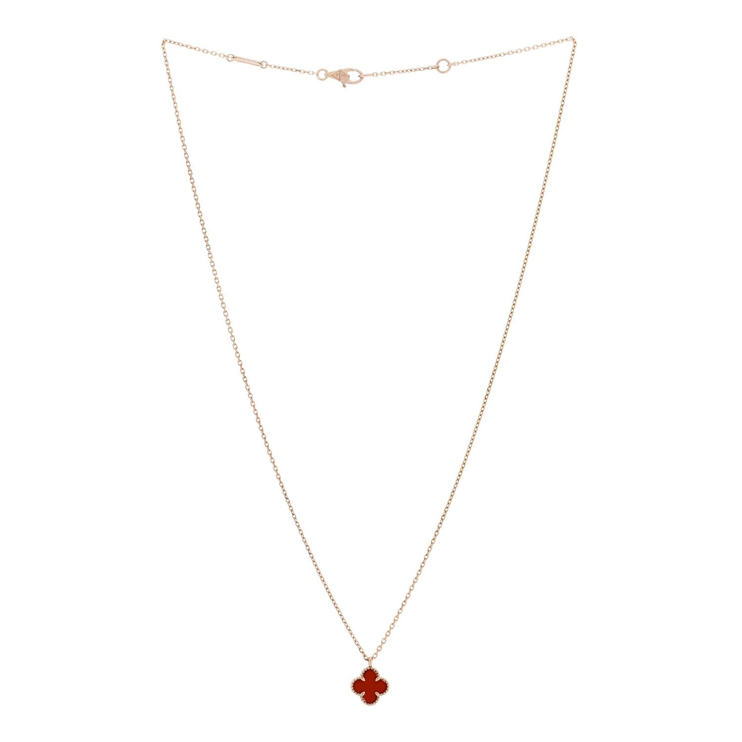 18K Rose Gold Carnelian Sweet Alhambra Pendant Necklace