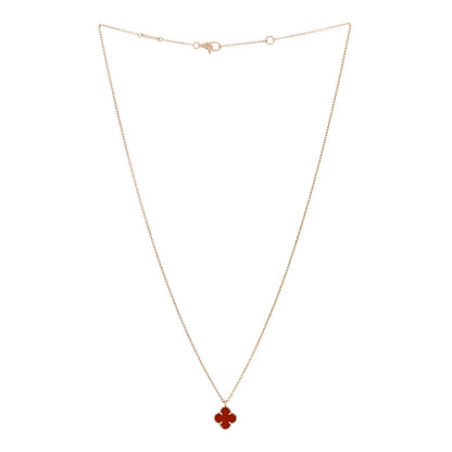 Van Cleef & Arpels 18K Rose Gold Carnelian Sweet Alhambra Pendant Necklace 3 of 6