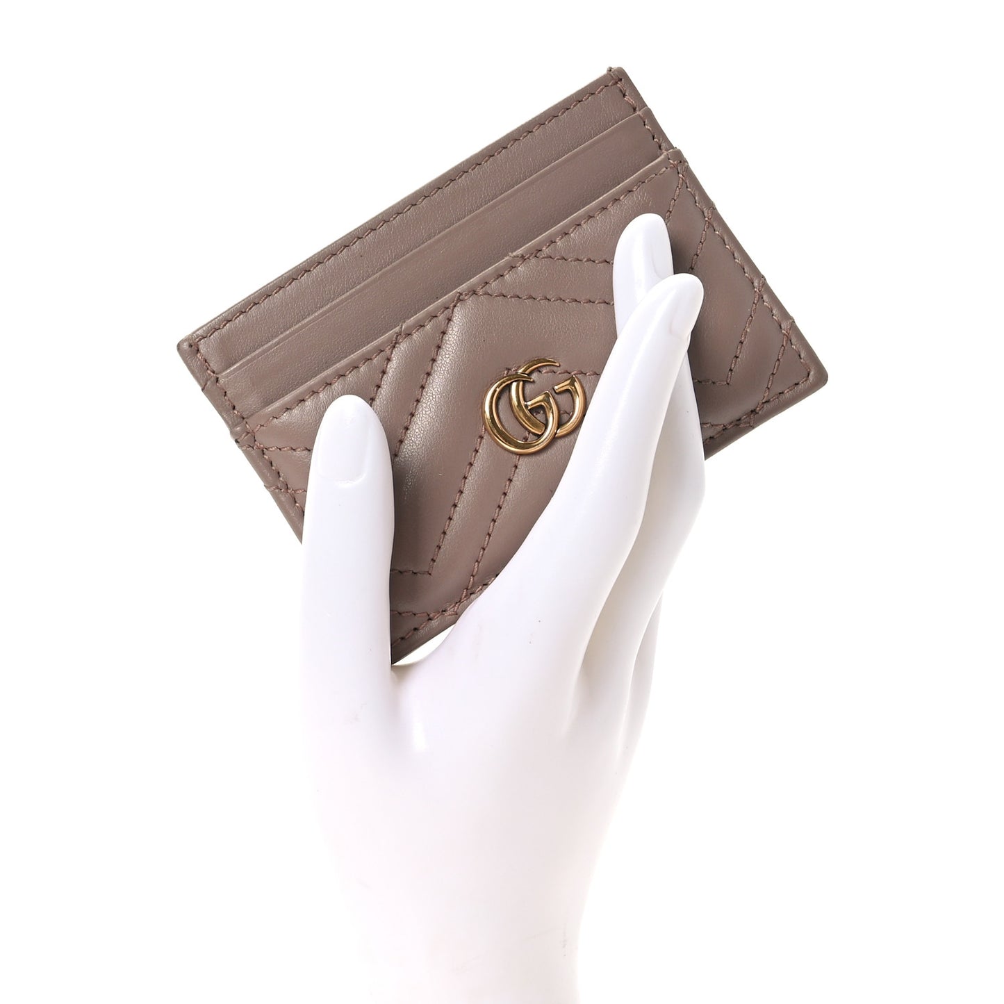 Calfskin Matelasse GG Marmont Card Holder Porcelain Rose