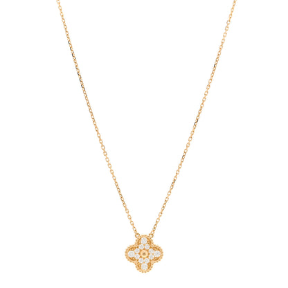 Van Cleef & Arpels 18K Yellow Gold Diamond Vintage Alhambra Pendant Necklace 1 of 6