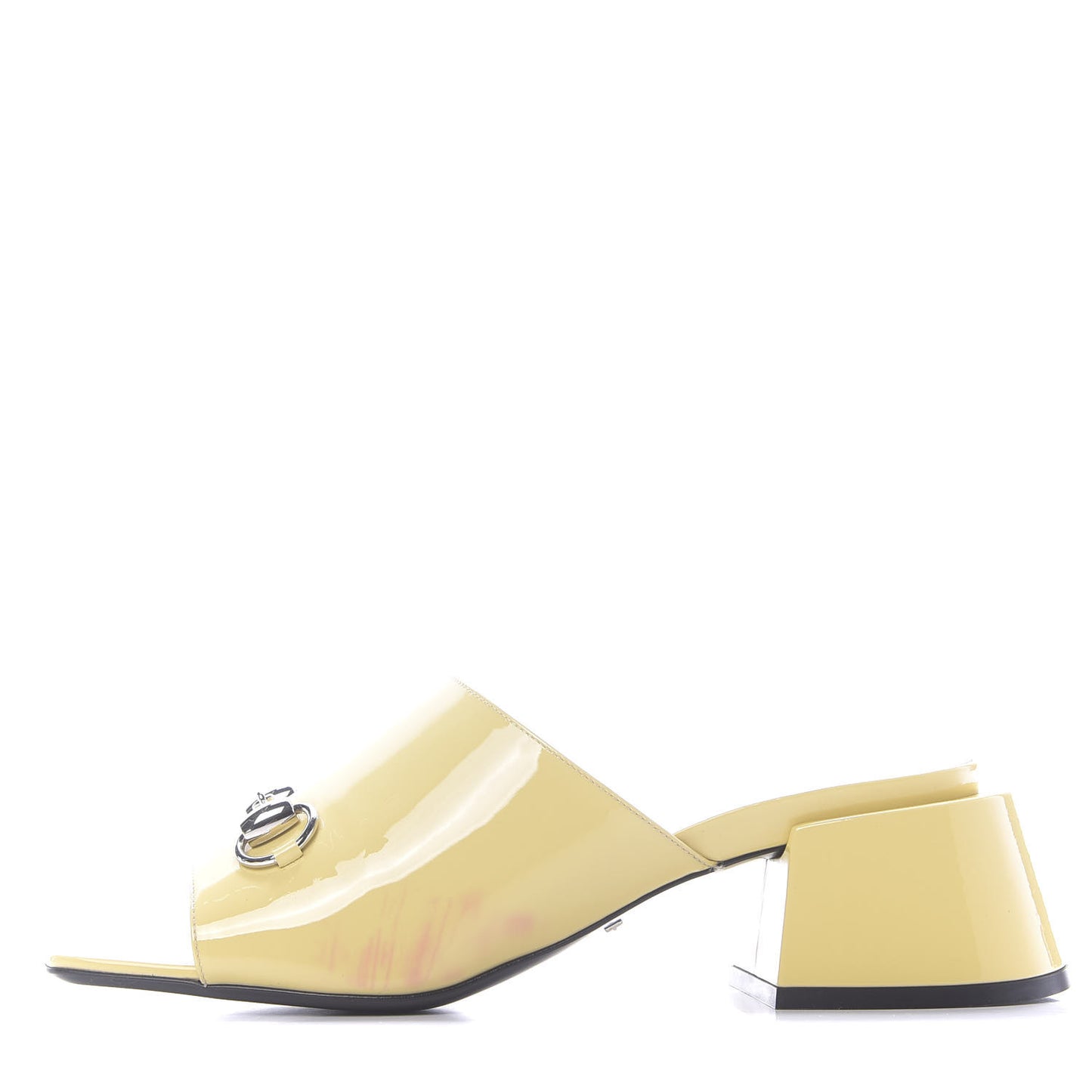 Patent Lexi Horsebit Mid-Heel Slide Sandals 40 Burro