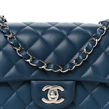 Chanel Lambskin Quilted Mini Rectangular Flap Blue 9 of 11