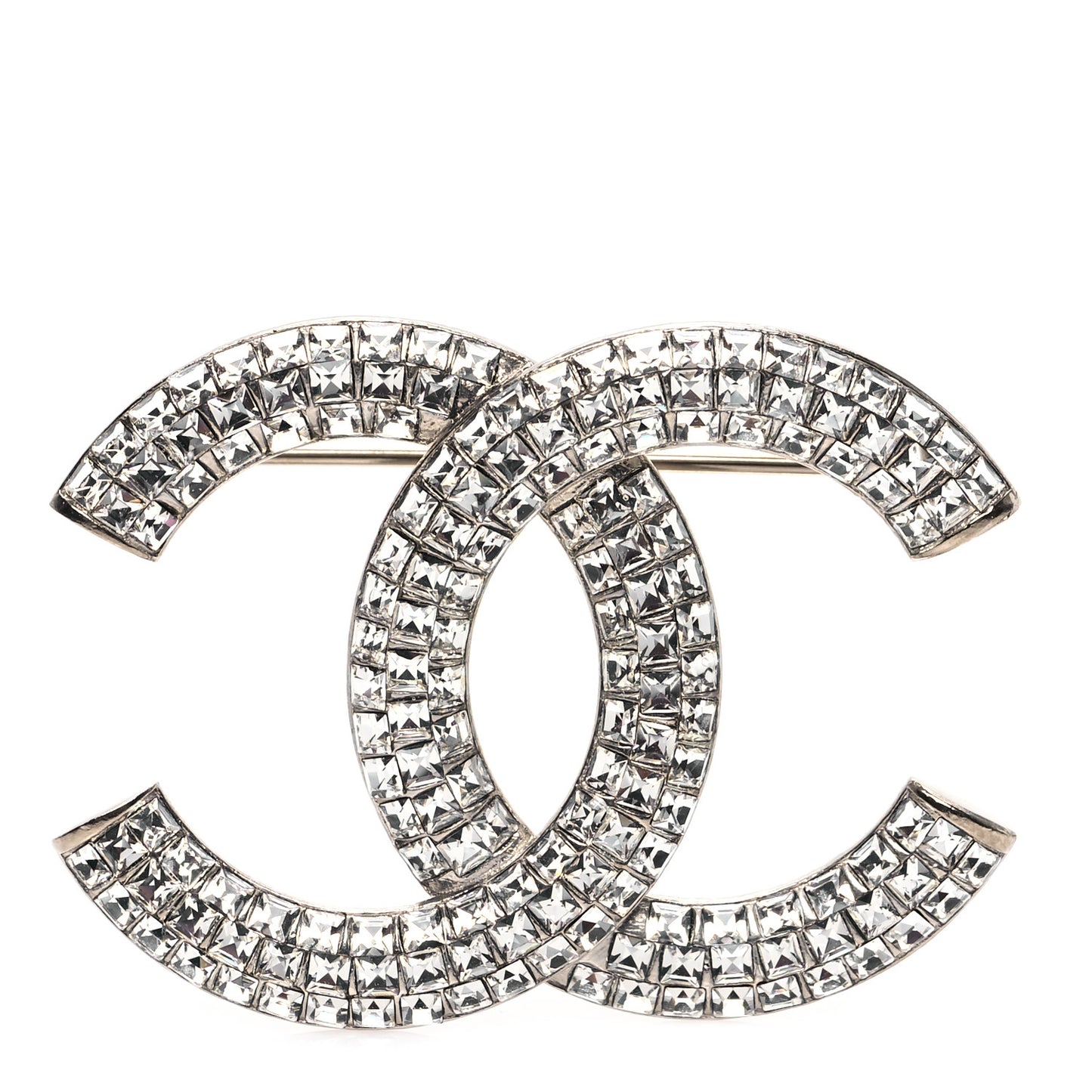 Baguette Crystal CC Brooch Silver