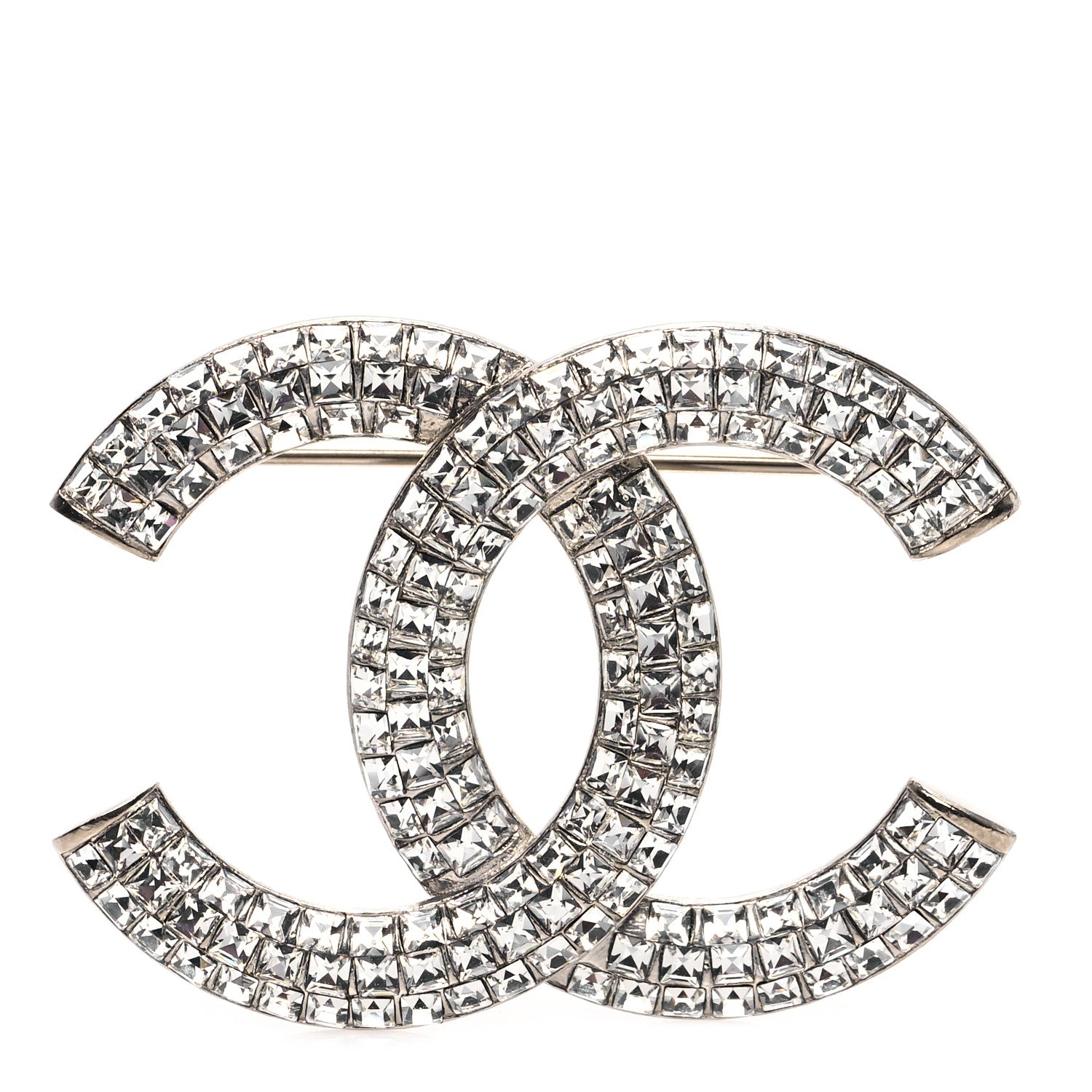 Chanel Baguette Crystal CC Brooch Silver 1 of 4