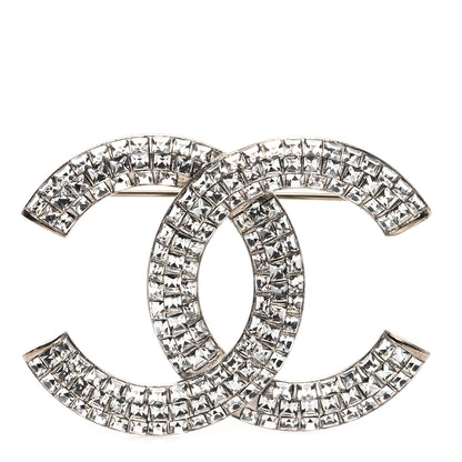 Chanel Baguette Crystal CC Brooch Silver 1 of 4
