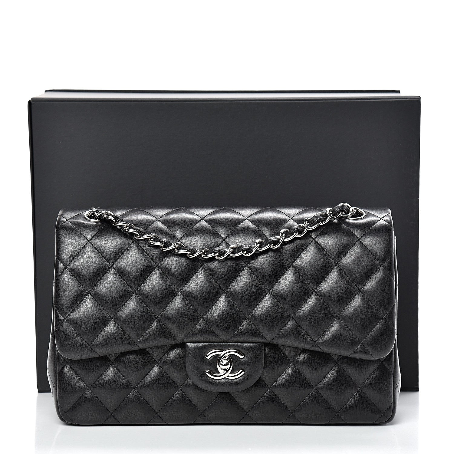 Chanel Lambskin Quilted Jumbo Double Flap Black 10 of 10