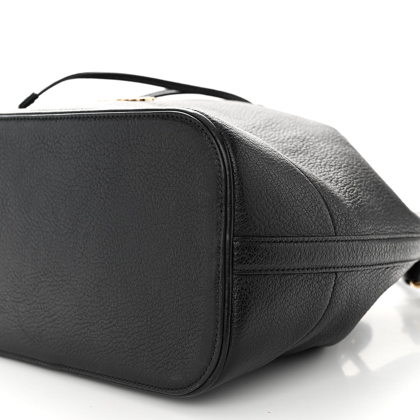 Grained Calfskin Gancino Bucket Bag Black