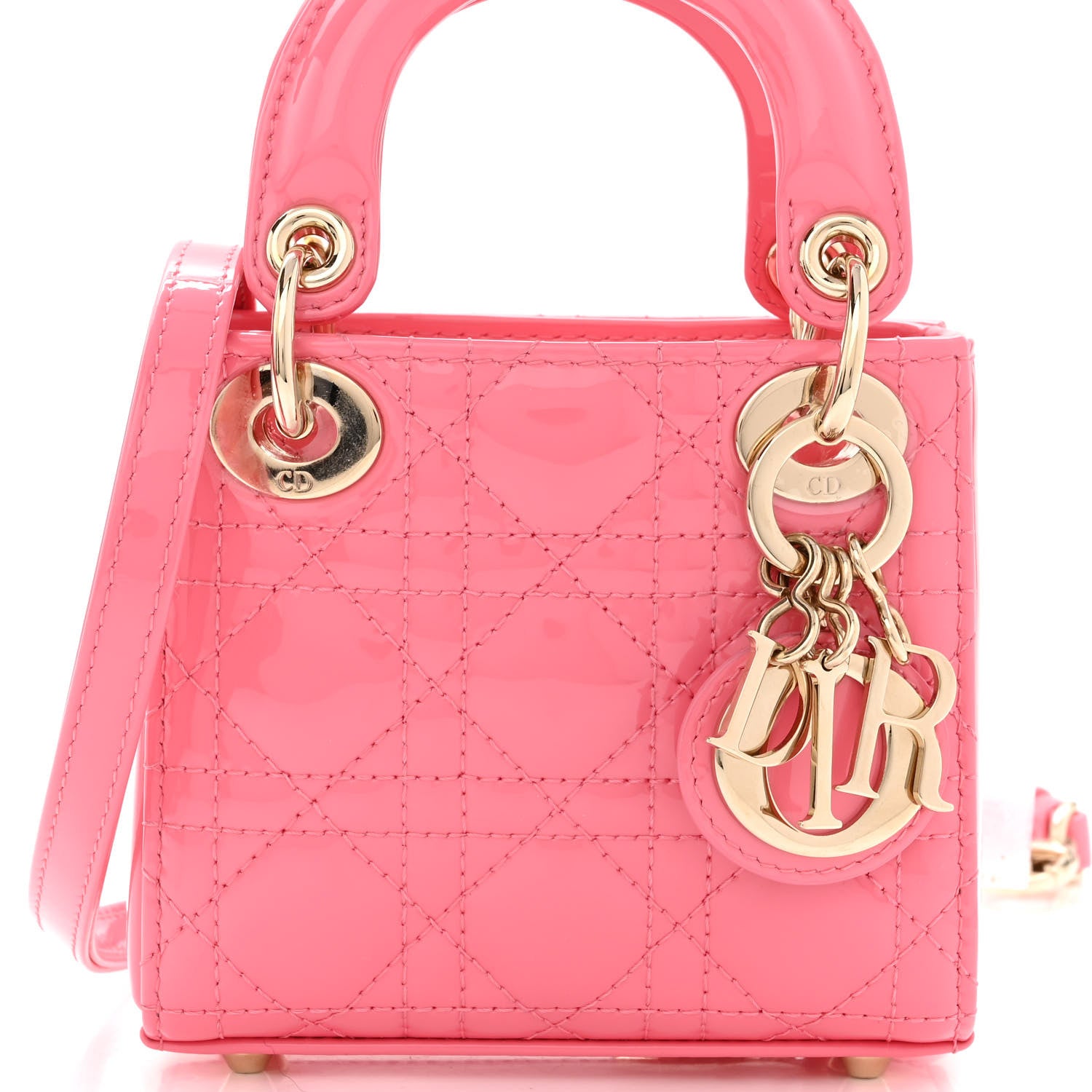 Christian Dior Patent Cannage Micro Lady Dior Peony Pink 7 of 9