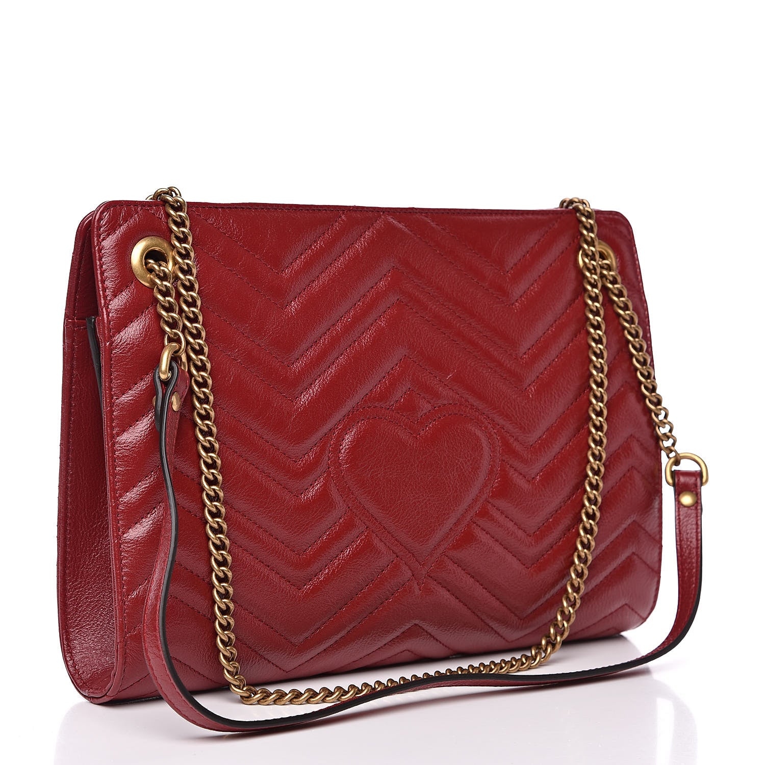 Gucci Azalea Calfskin Matelasse Heart Medium GG Marmont Slim Shoulder Bag Romantic Cerise 3 of 10