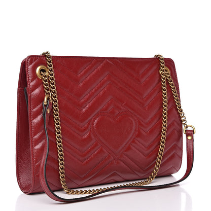 Gucci Azalea Calfskin Matelasse Heart Medium GG Marmont Slim Shoulder Bag Romantic Cerise 3 of 10