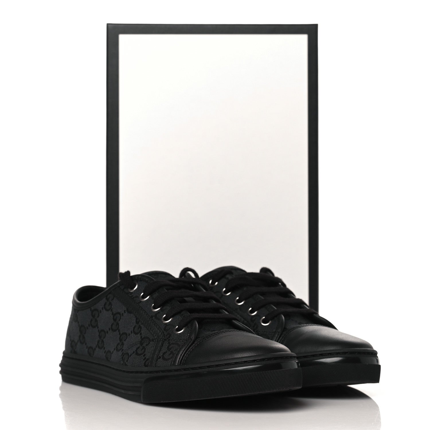 Gucci GG Monogram Calfskin Womens Low Top Sneakers 37.5 Piombo Black 9 of 9