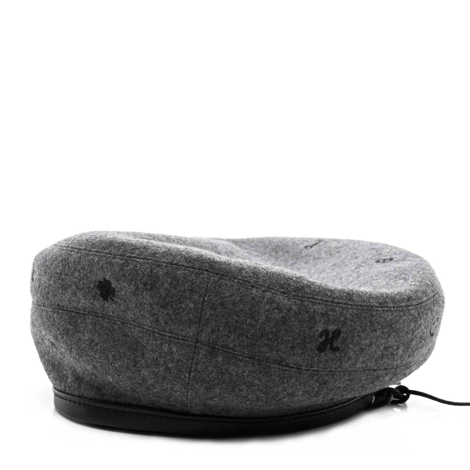 Hermes Cashmere Lambskin Saint-Honore Charms Beret 57 Charbon 4 of 8