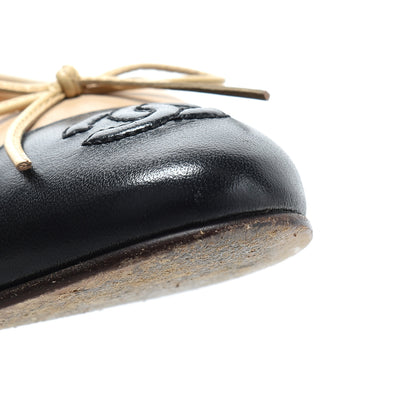 Chanel Lambskin Cap Toe CC Ballerina Flats 36.5 Beige Black 14 of 21