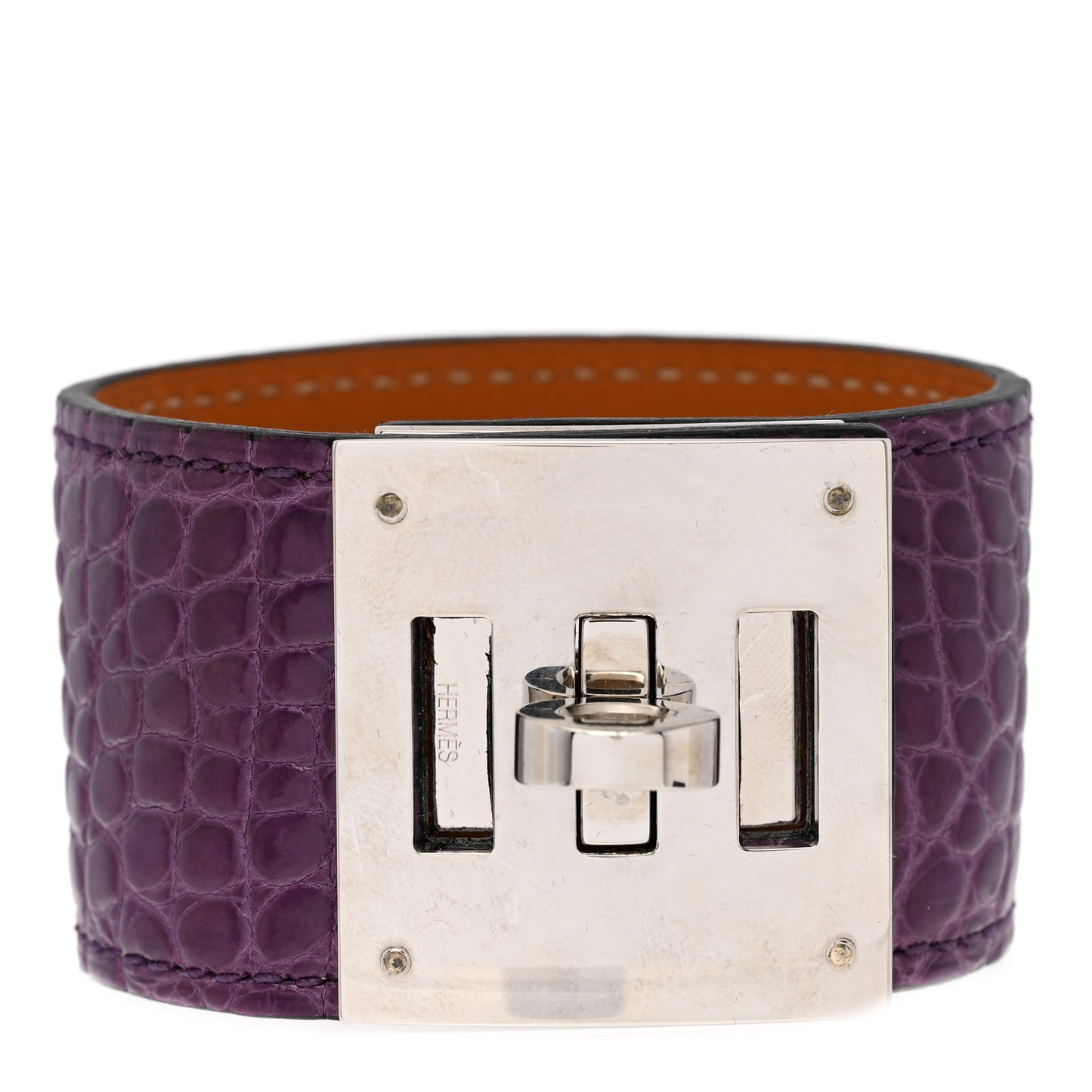 Shiny Alligator Kelly Dog Cuff Amethyst