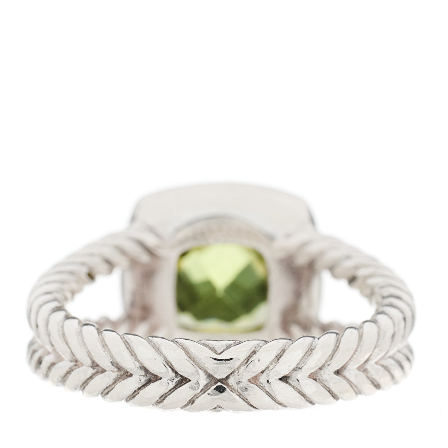 David Yurman Sterling Silver Diamond Peridot 7mm Petite Albion Ring 51 5.75 4 of 5
