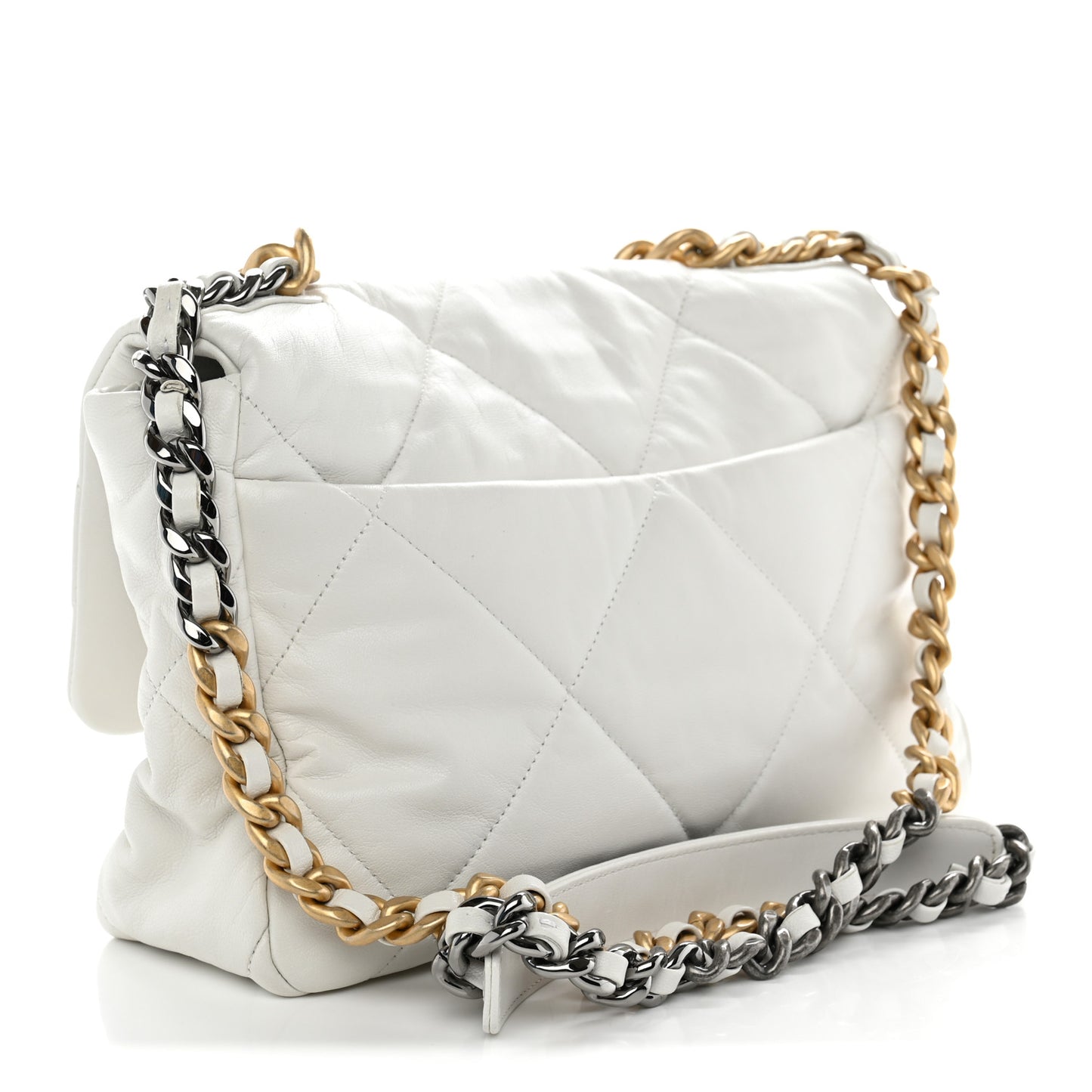 Lambskin Quilted Large Chanel 19 Flap White