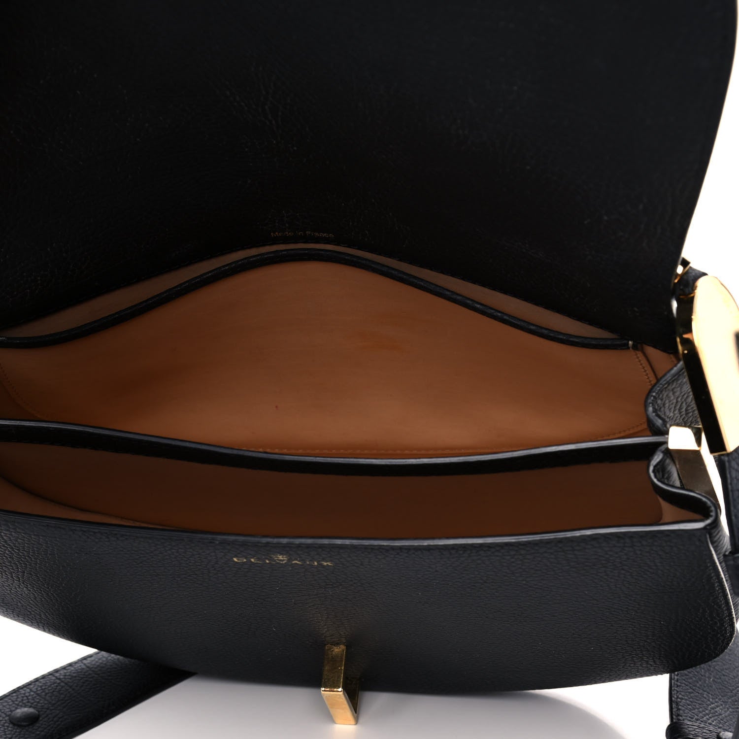 Delvaux Crispy Calfskin Le Mutin MM Saddle Bag Black 7 of 12