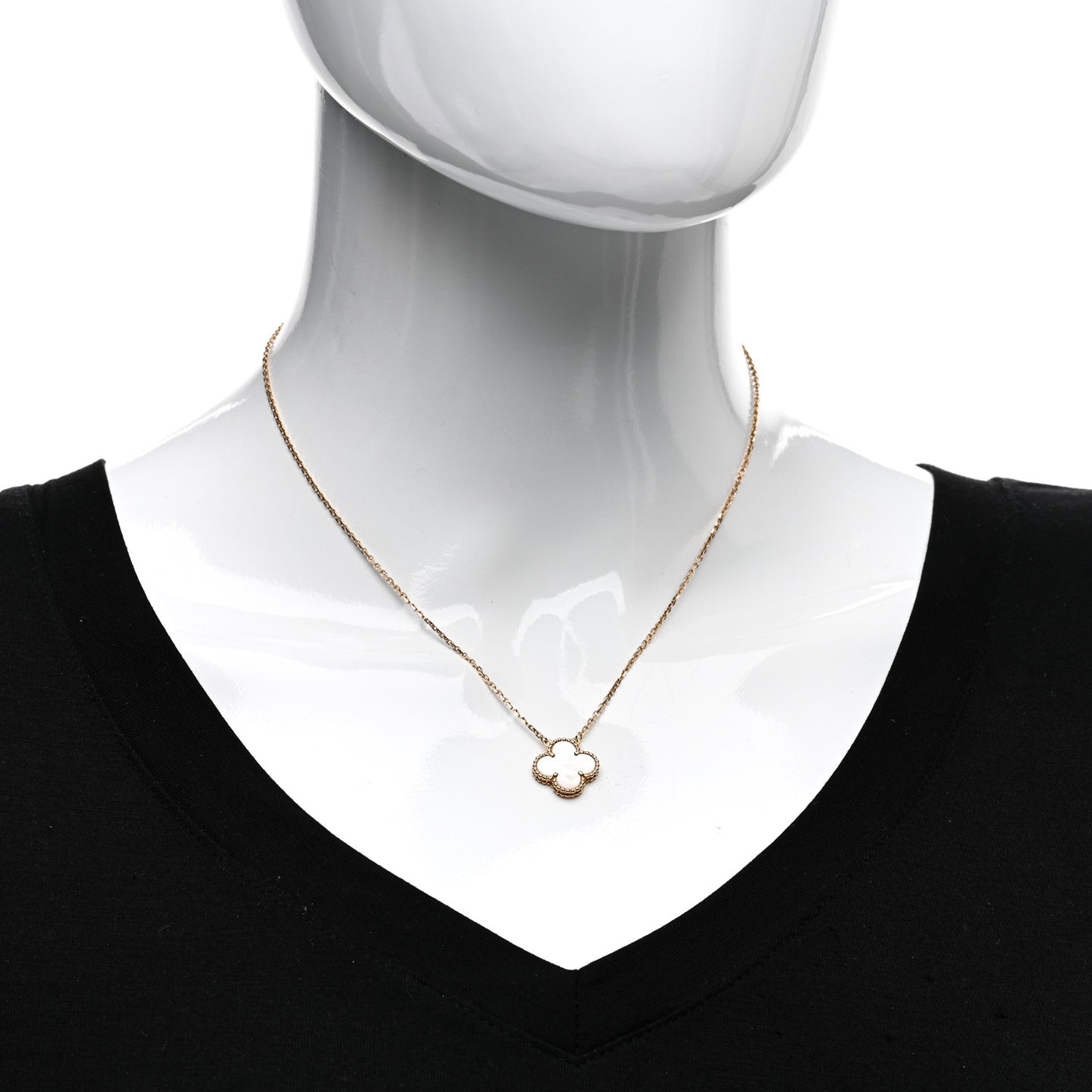 18K Yellow Gold Mother of Pearl Vintage Alhambra Pendant Necklace