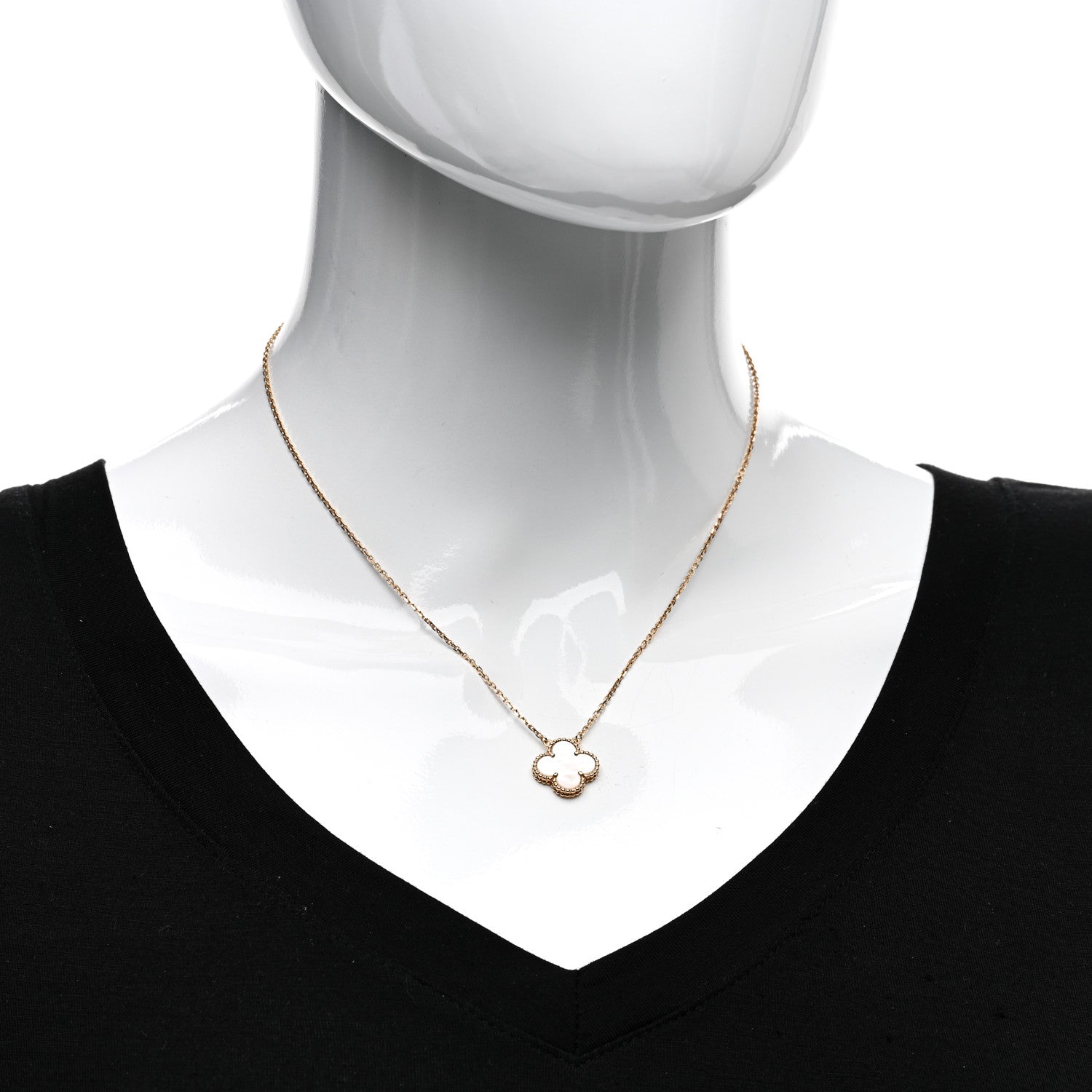 Van Cleef & Arpels 18K Yellow Gold Mother of Pearl Vintage Alhambra Pendant Necklace 2 of 5