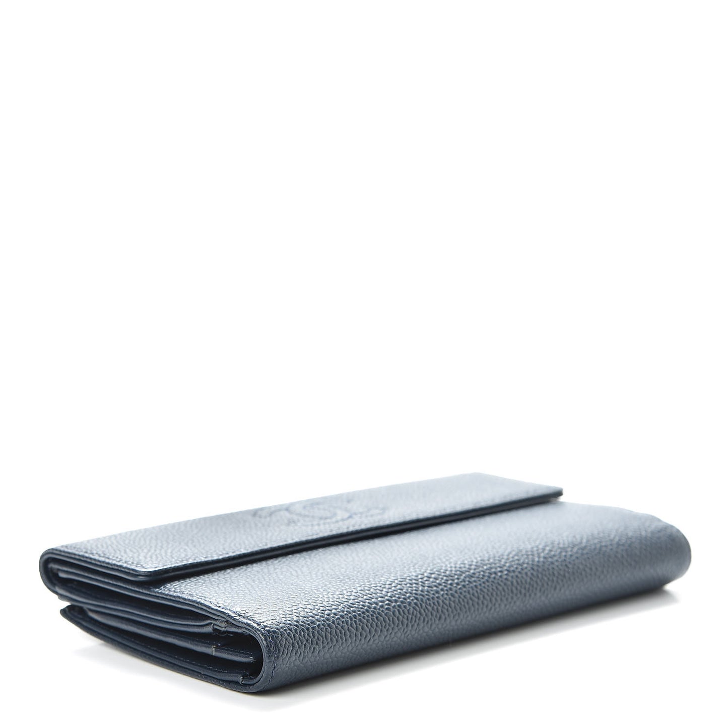 Caviar Timeless CC Large Flap Wallet Navy Blue
