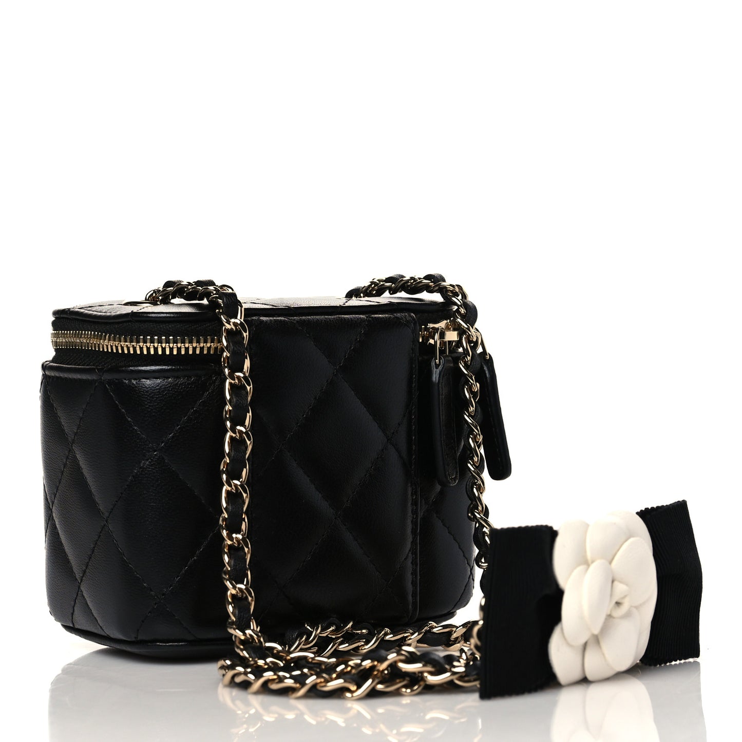 Lambskin Quilted My Chanel Lady Vanity Case With Chain Black