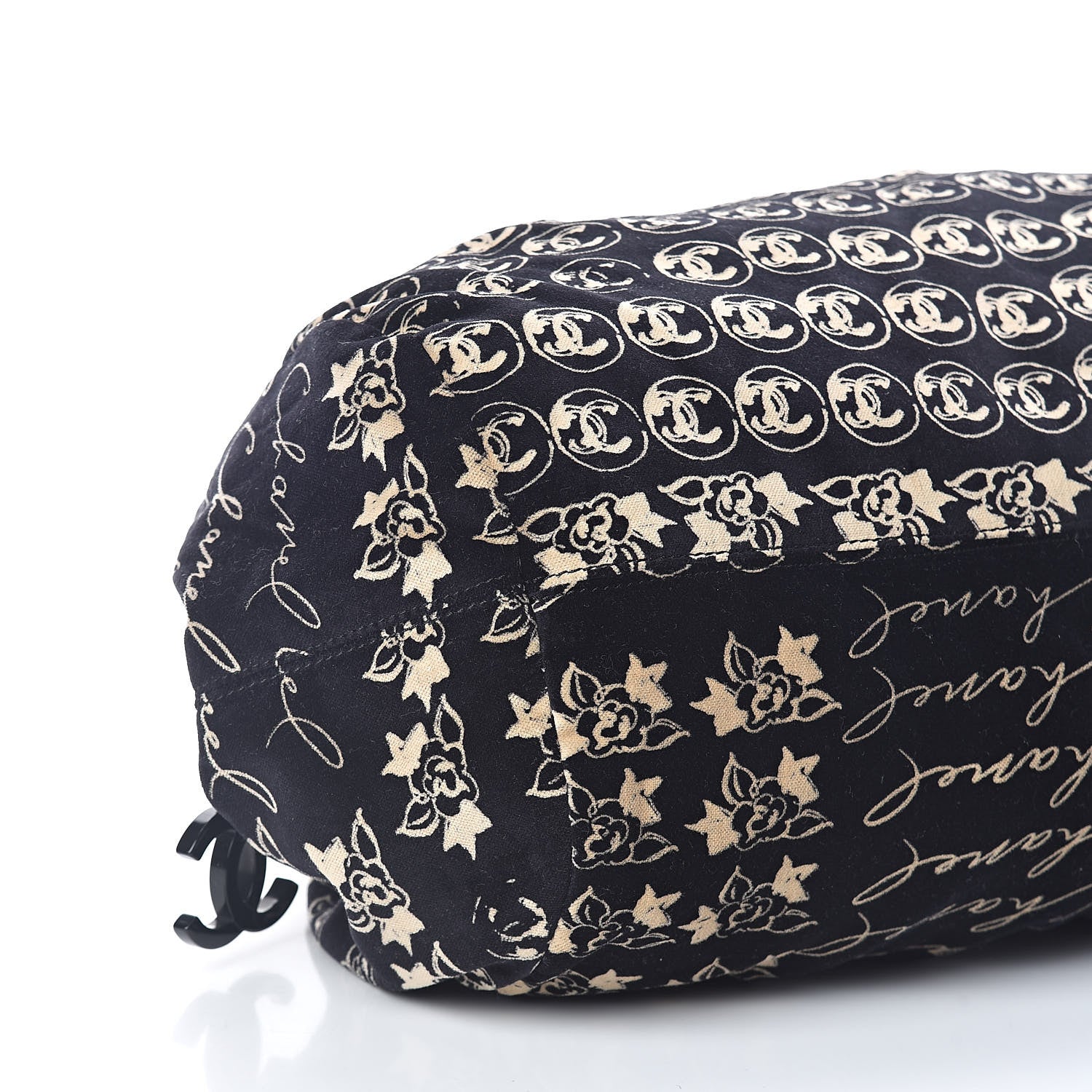Chanel Velvet Camellia Flower Print Tote Black 9 of 10