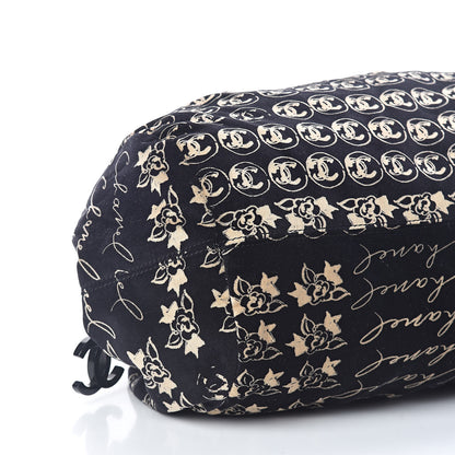 Chanel Velvet Camellia Flower Print Tote Black 9 of 10
