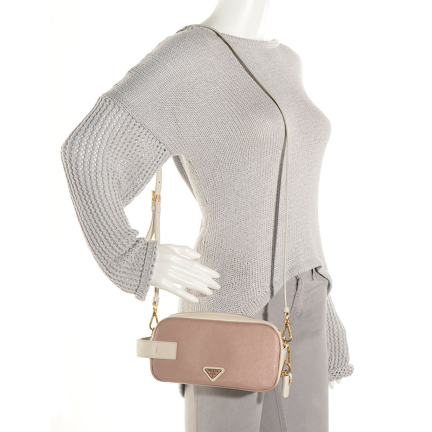 Saffiano Lux Pochette Cammeo Talco