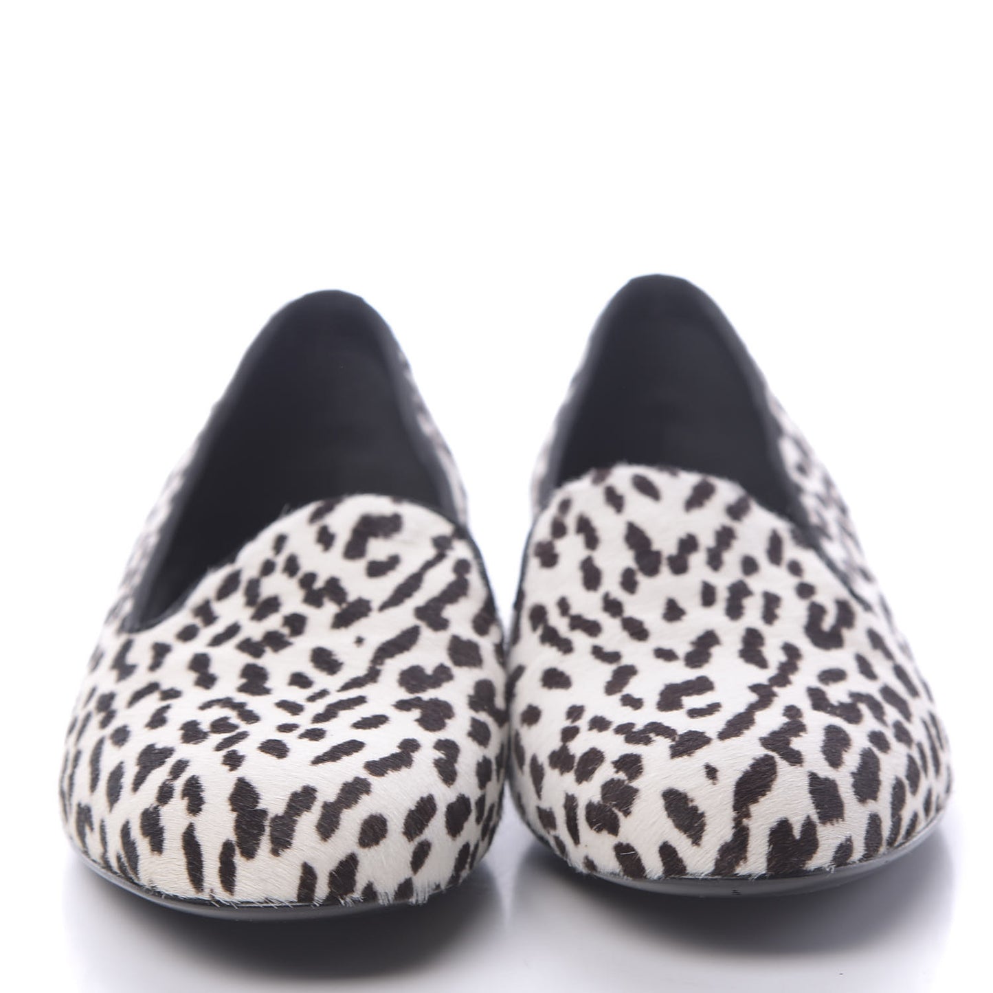 Calfskin Calf Hair Corda Snow Leopard Slipper 37 Black White