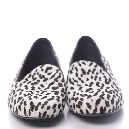 Saint Laurent Calfskin Calf Hair Corda Snow Leopard Slipper 37 Black White 2 of 12
