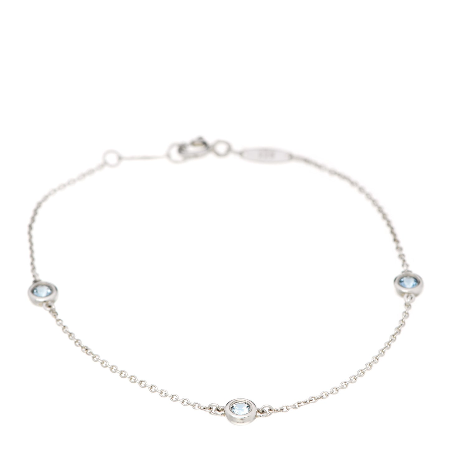 Sterling Silver Aquamarine Elsa Peretti Color By The Yard 3 Station Bracelet