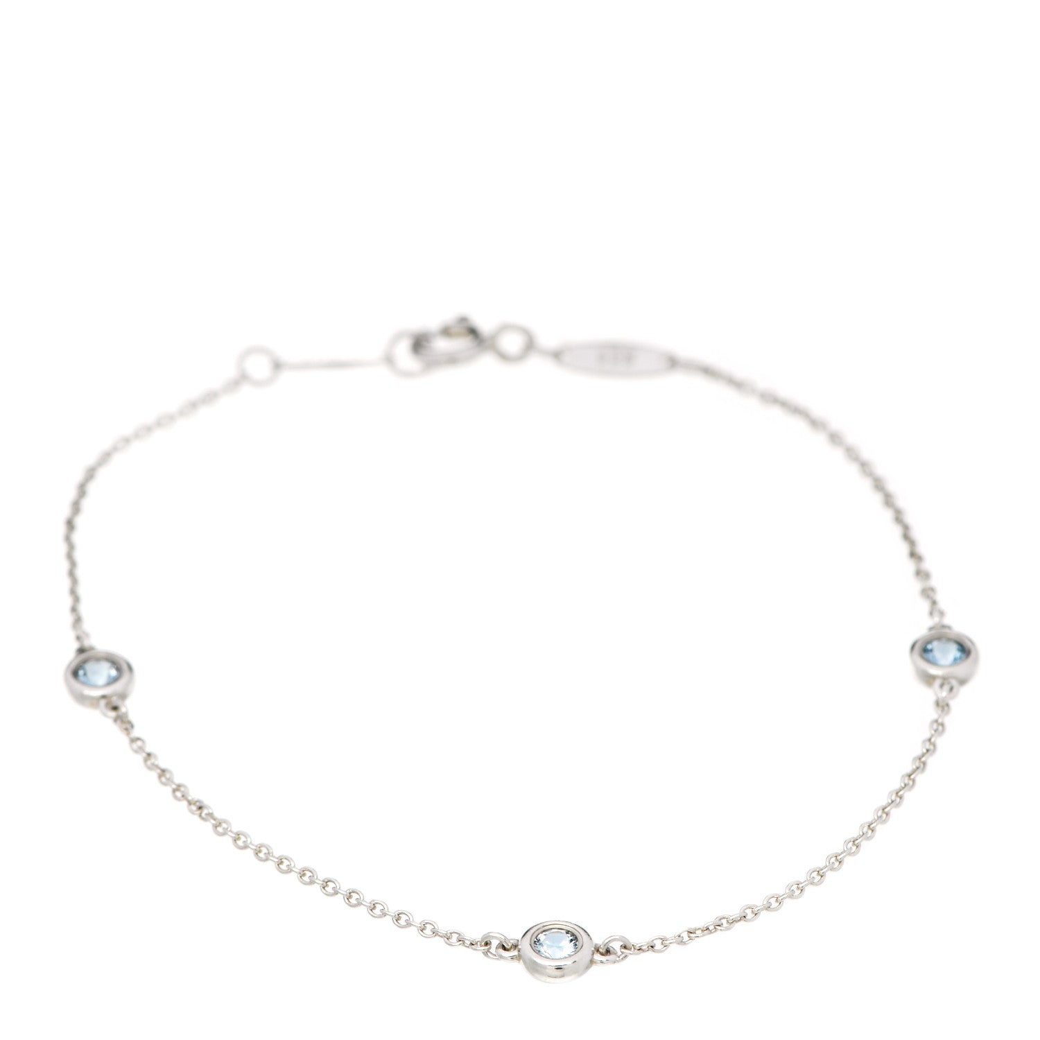 Tiffany Sterling Silver Aquamarine Elsa Peretti Color By The Yard 3 Station Bracelet 1 of 7