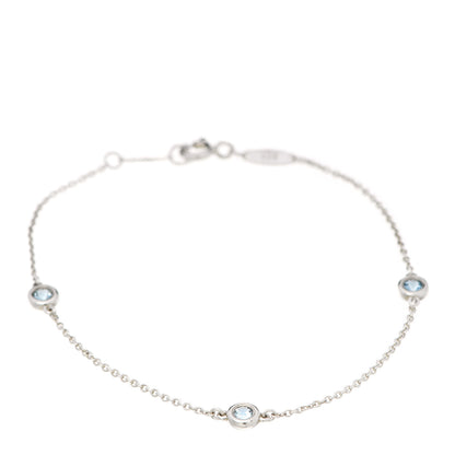 Tiffany Sterling Silver Aquamarine Elsa Peretti Color By The Yard 3 Station Bracelet 1 of 7