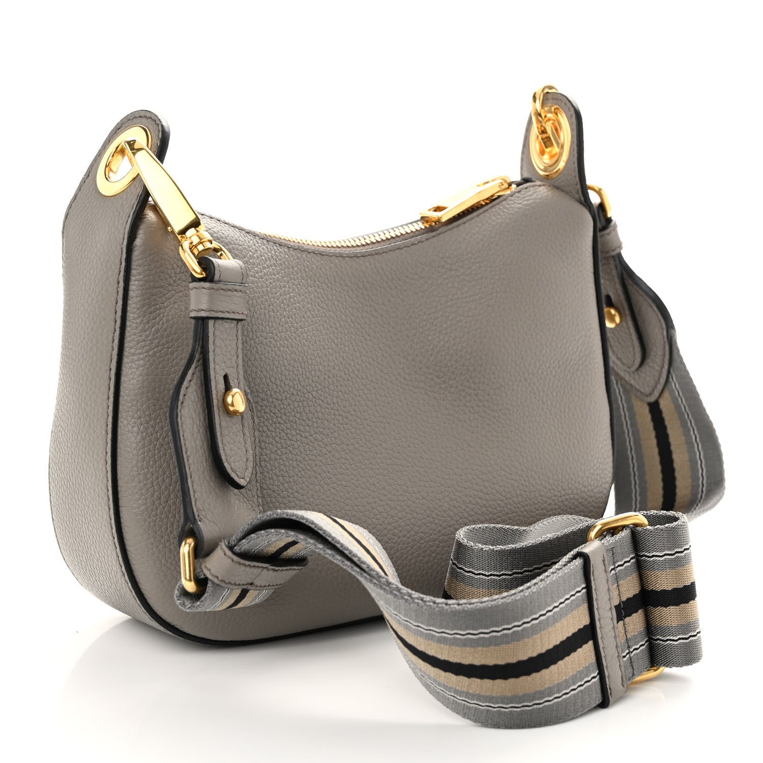 Prada Vitello Phenix Small Zippered Messenger Hobo Argilla 3 of 9