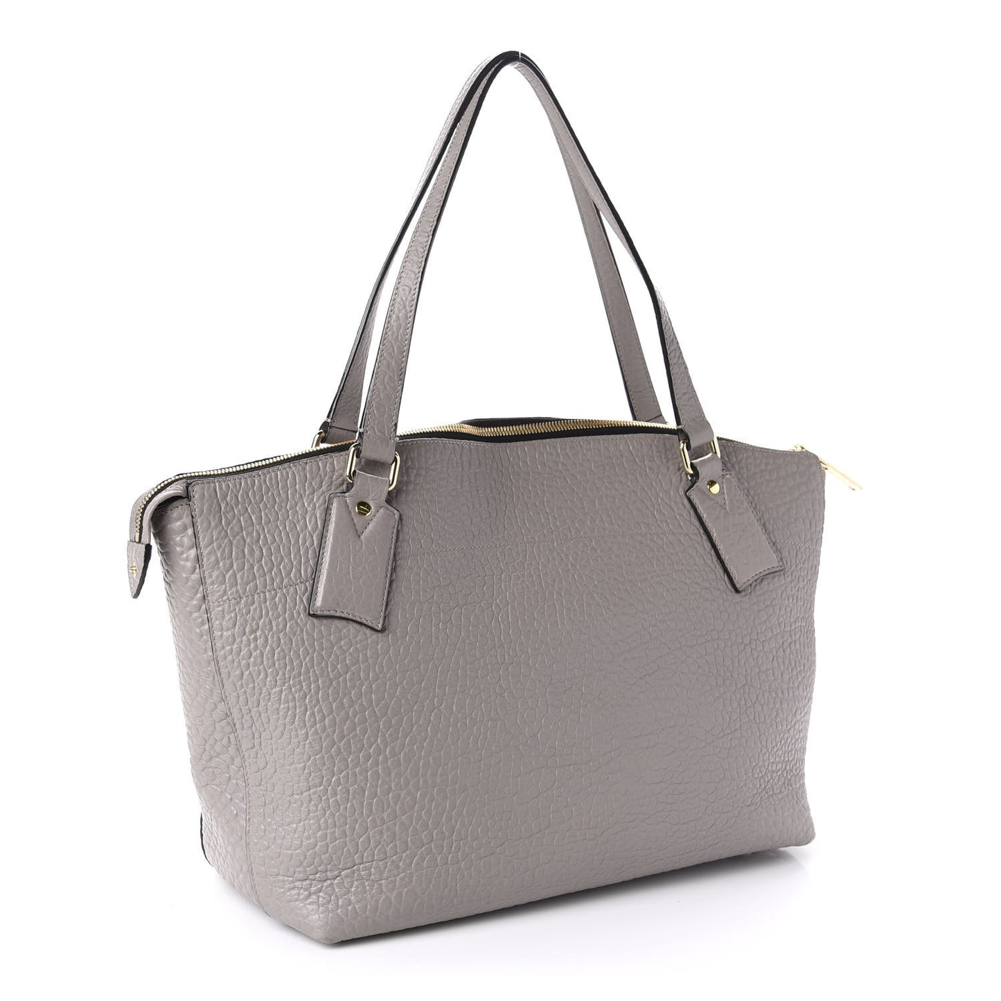Signature Grain Calfskin Medium Welburn Tote Pale Grey