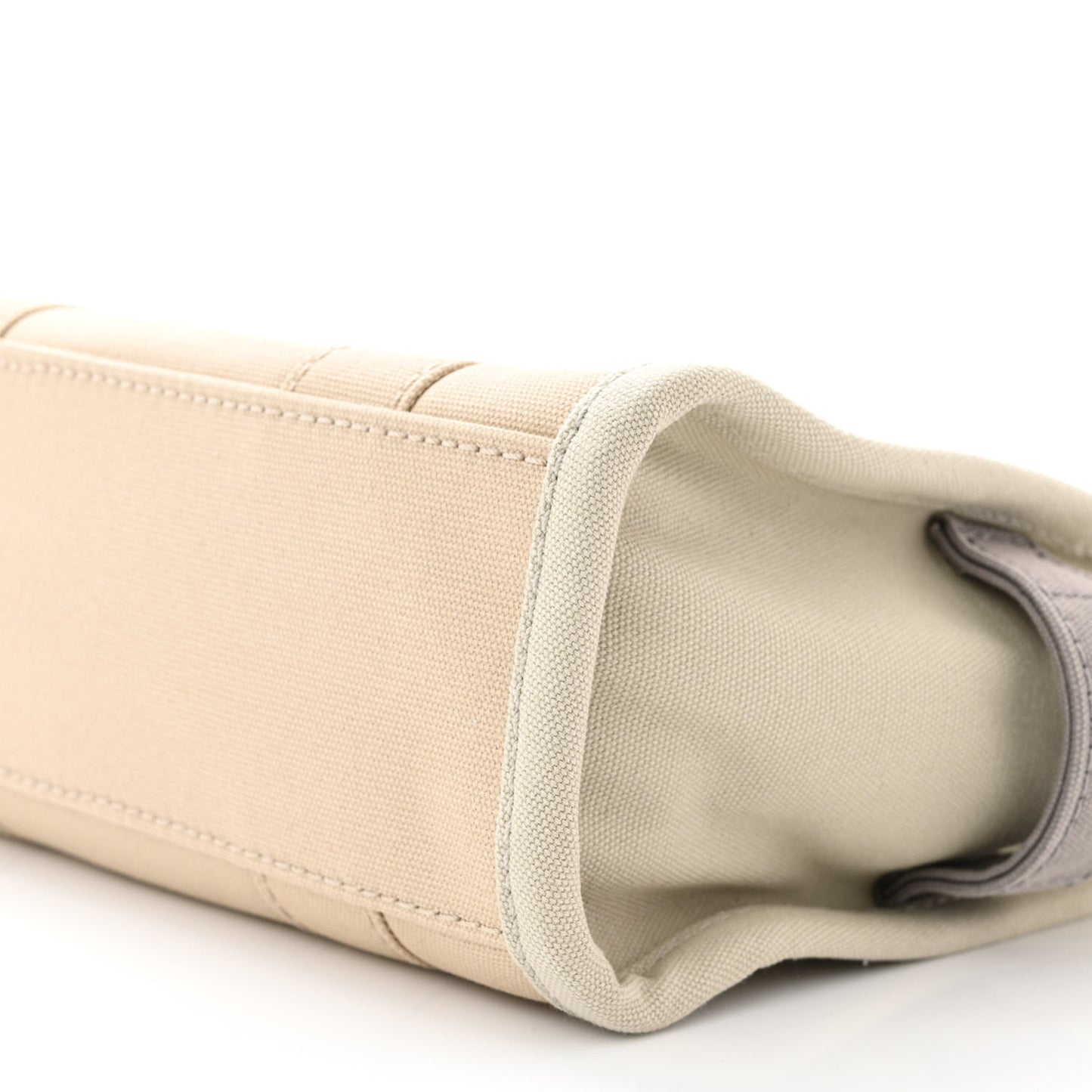 Cotton Canvas Colorblock Small The Traveler Tote Bag Beige Multicolor