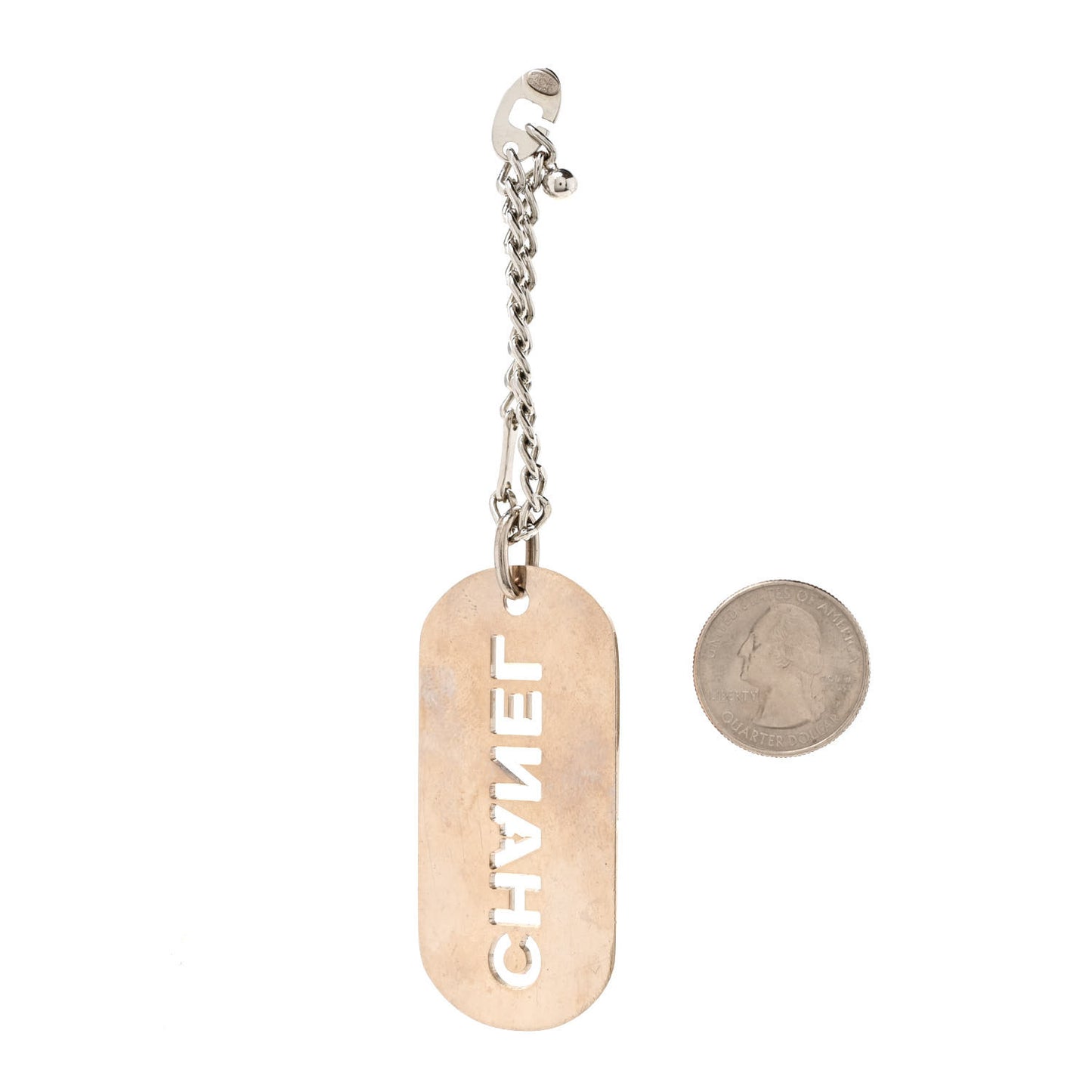 Metal Logo Dog Tag Key Ring Silver