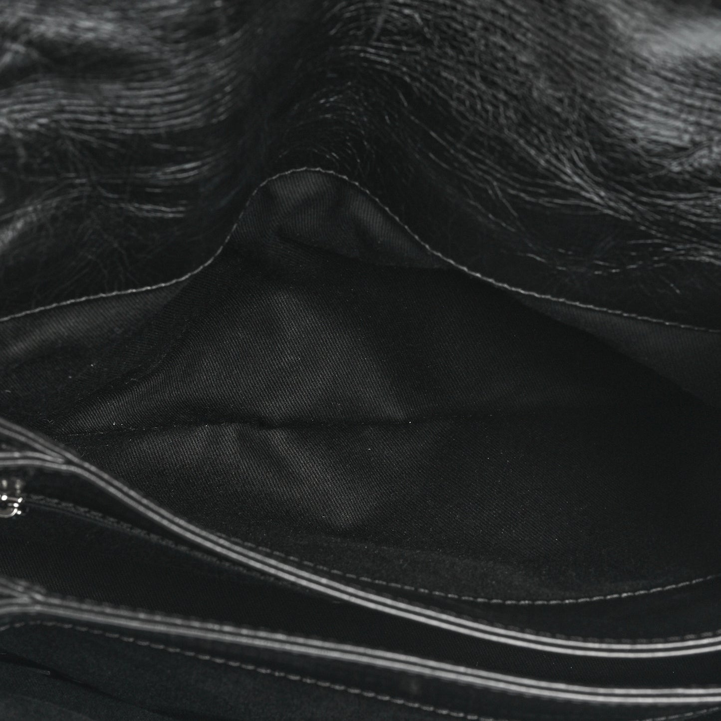 Glazed Calfskin Quilted Large Lady Pearly Flap Black