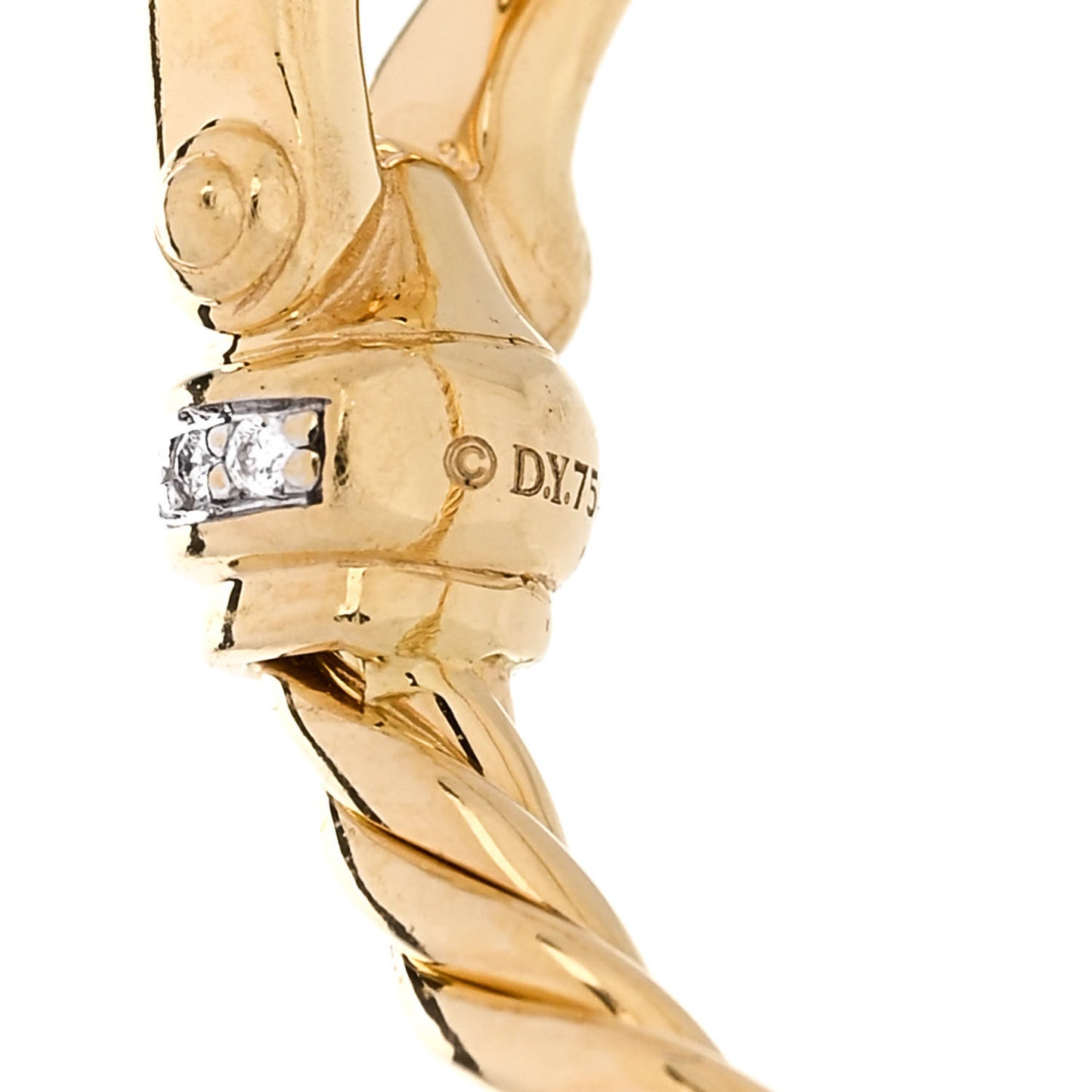 18K Yellow Gold Diamond Petite Buckle Cable Ring 52 6