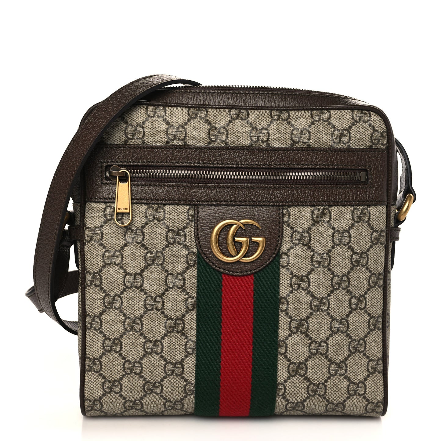 GG Supreme Monogram Web Small Ophidia Messenger Bag Brown