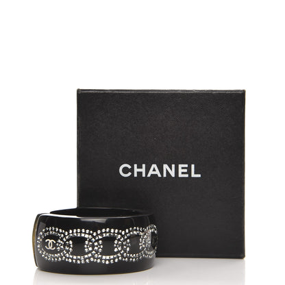 Chanel Resin Strass CC Crystal Cuff Black 6 of 6