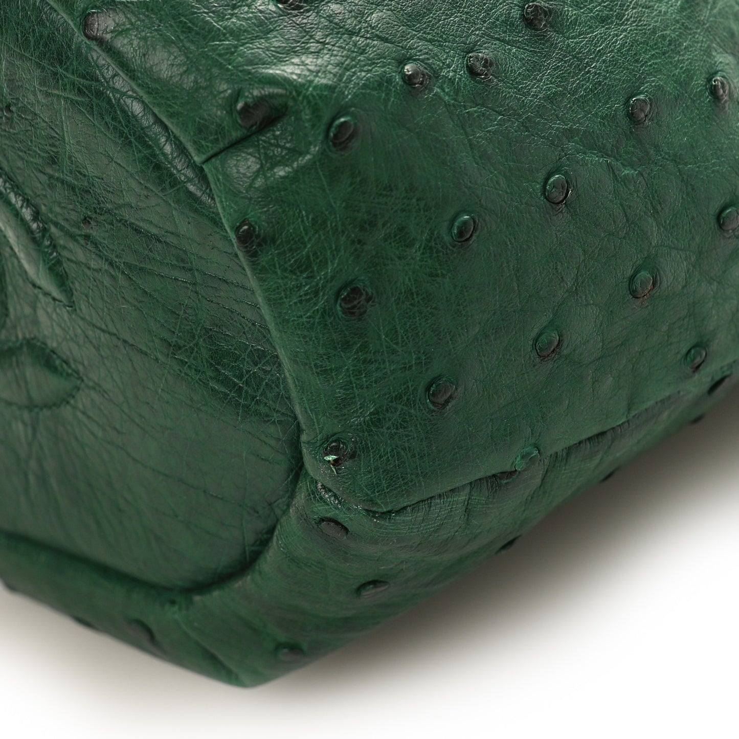 Ostrich Drawstring Pouch Bag Green