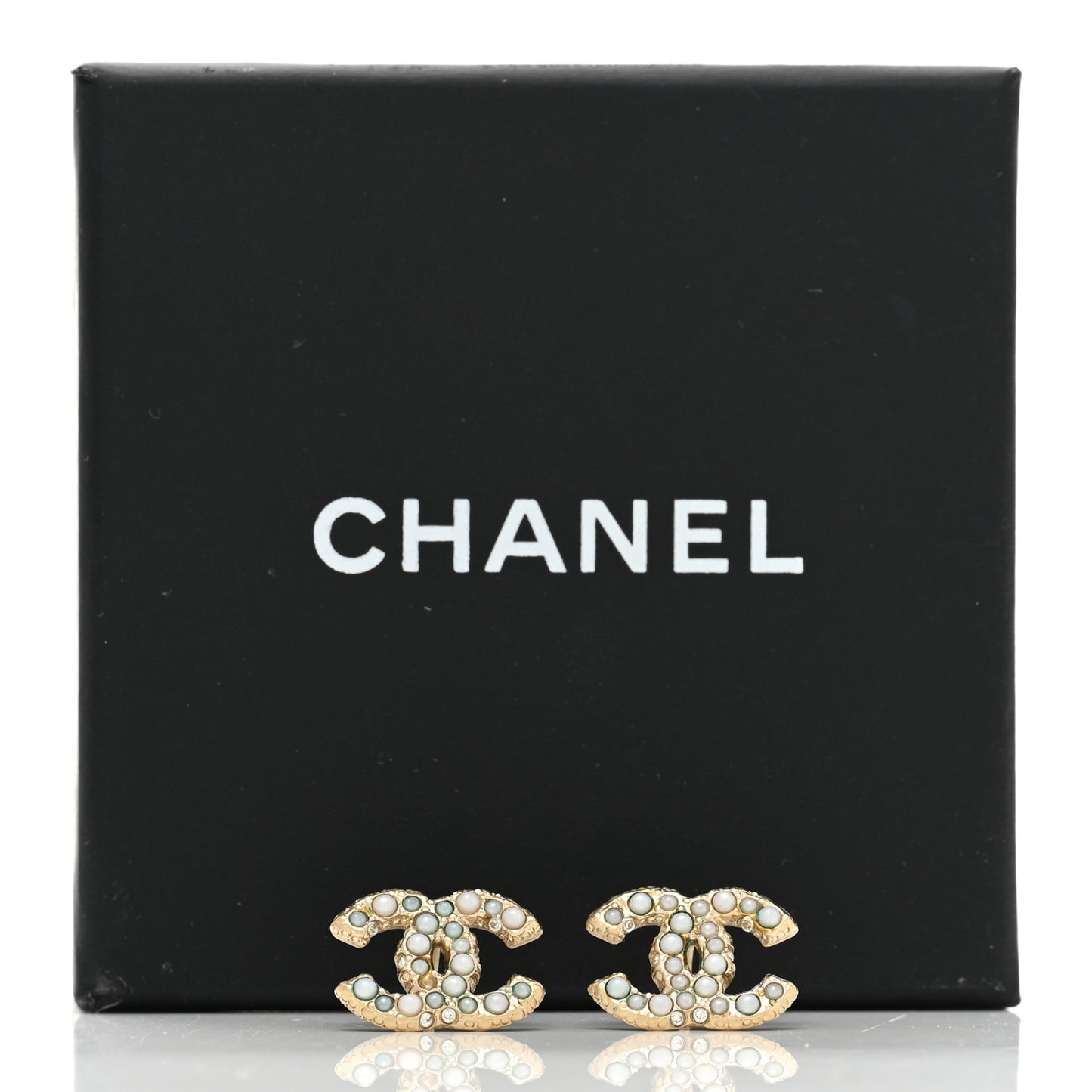 Metal Graduated Pearl Crystal CC Earrings Light Gold