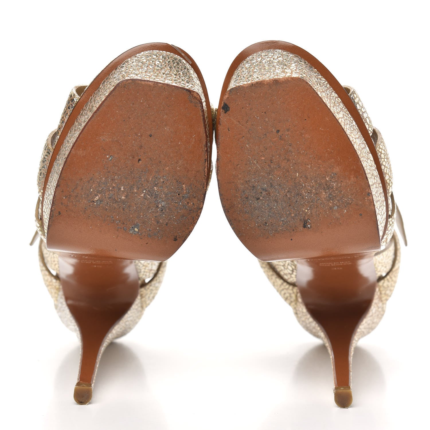 Saint Laurent Metallic Calfskin Tribute 105 Platform Sandals 35 Gold 5 of 10