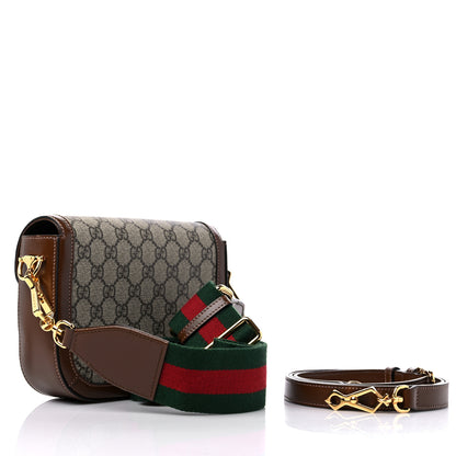 Gucci GG Supreme Monogram Web Mini Horsebit 1955 Shoulder Bag Beige Brown Sugar 3 of 11