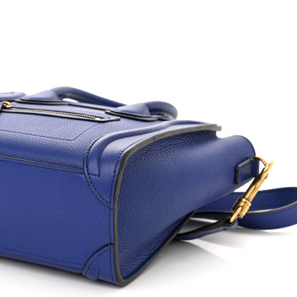 Celine Drummed Calfskin Nano Luggage Indigo 10 of 10